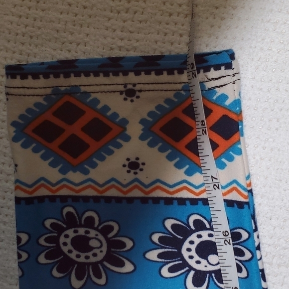 New Mix Graphic Colorful Elastic Pullon Thick Winter Orange & Teal Sz PLUS Pants - Picture 2 of 10